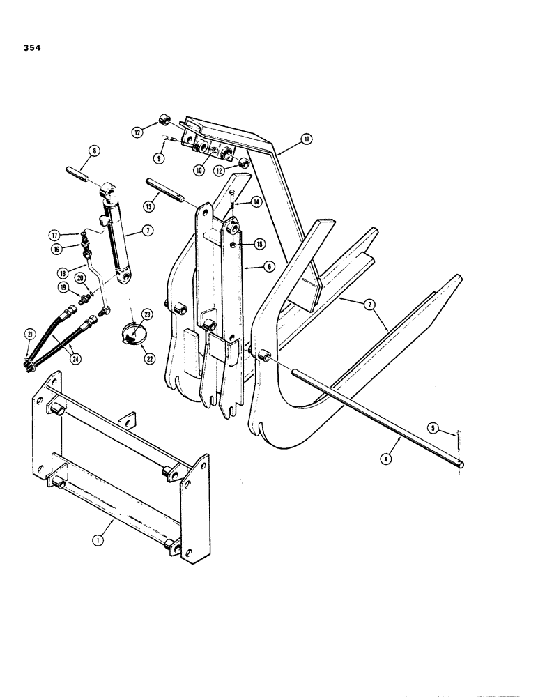 Схема запчастей Case 35 - (354) - GRAPPLE ATTACHMENT, USED WITH LOGGING OR PALLET FORKS 