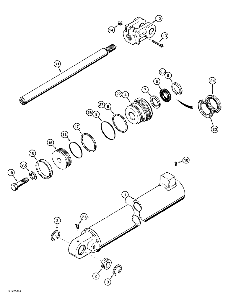 Схема запчастей Case 586E - (8-44) - TILT CYLINDERS, MODELS WITH DUAL LIFT CYLINDERS, WITH 31 DEGREE FORWARD MAST TILT (08) - HYDRAULICS