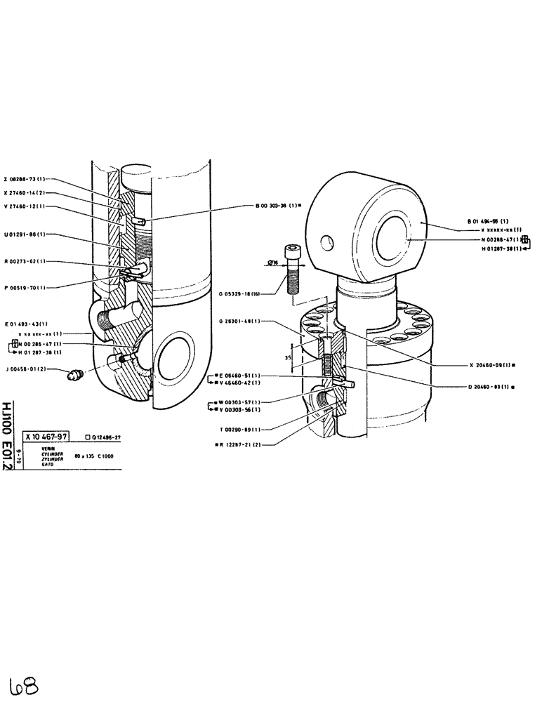 Схема запчастей Case SC150L - (068) - CYLINDER 