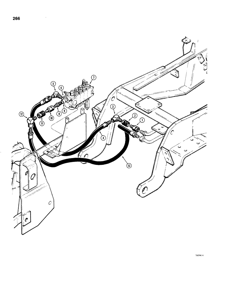 Схема запчастей Case 480C - (266) - THREE-POINT HITCH VALVE HYDRAULIC CIRCUIT (35) - HYDRAULIC SYSTEMS