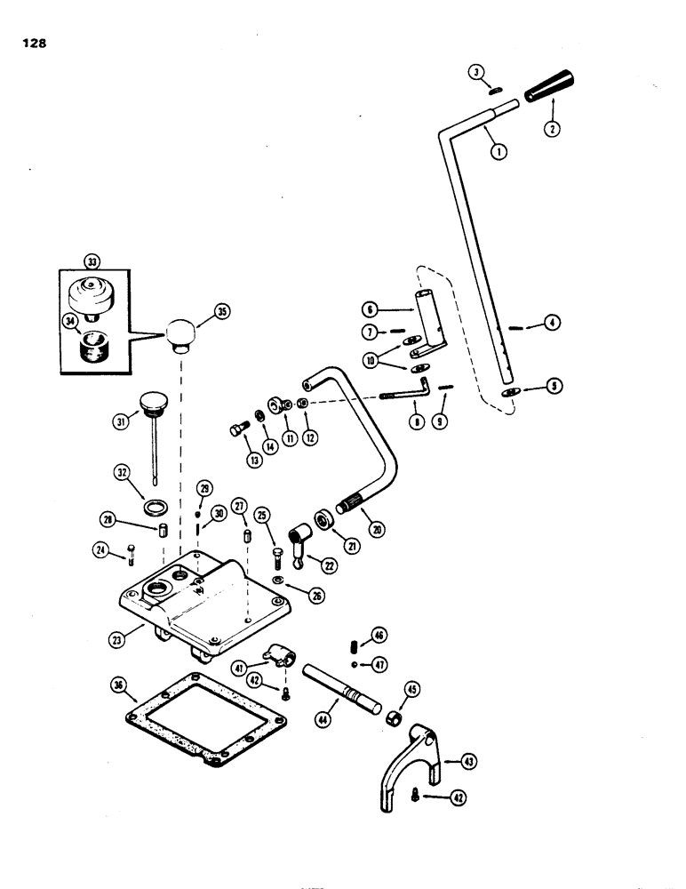 Схема запчастей Case 480B - (128) - FOUR-SPEED SHUTTLE CONTROL COVER 