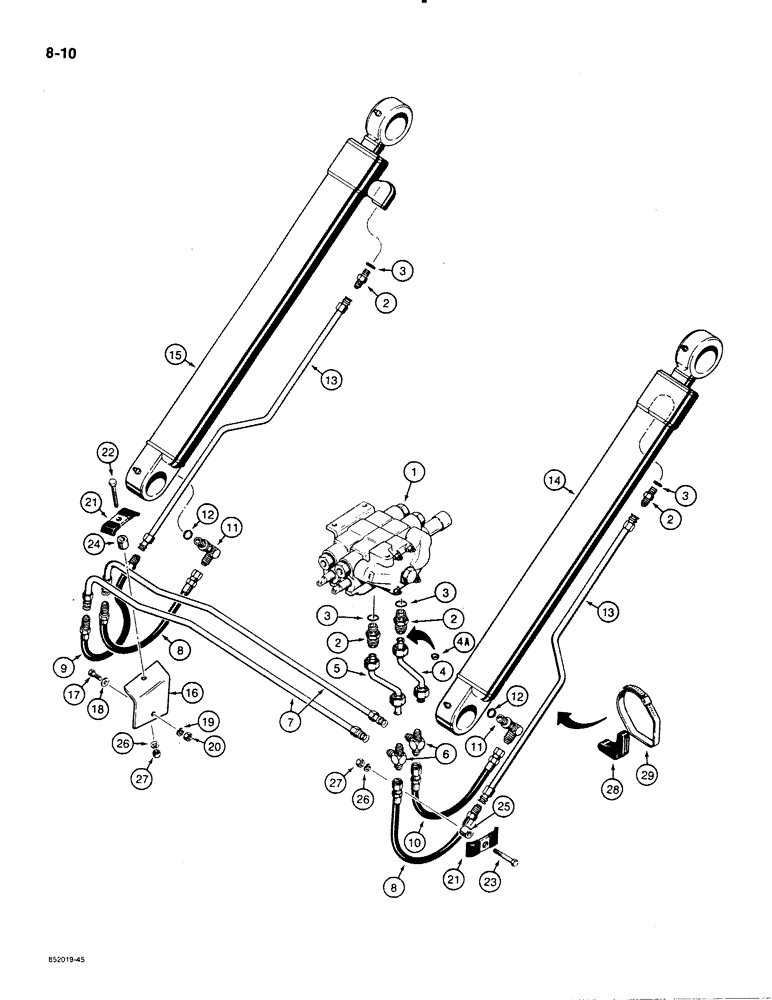 Схема запчастей Case 480E - (8-010) - LOADER LIFT CYLINDER HYDRAULIC CIRCUIT (08) - HYDRAULICS