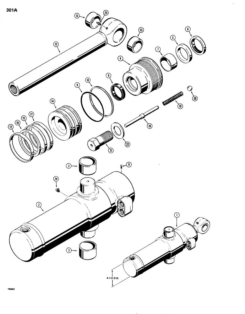 Схема запчастей Case 680G - (301A) - G102790 BACKHOE SWING CYLINDER (08) - HYDRAULICS