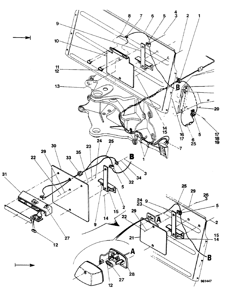 Схема запчастей Case 580G - (510) - REAR NUMBER PLATE - AXIAL ONLY WITH A CAB (09) - CHASSIS/ATTACHMENTS