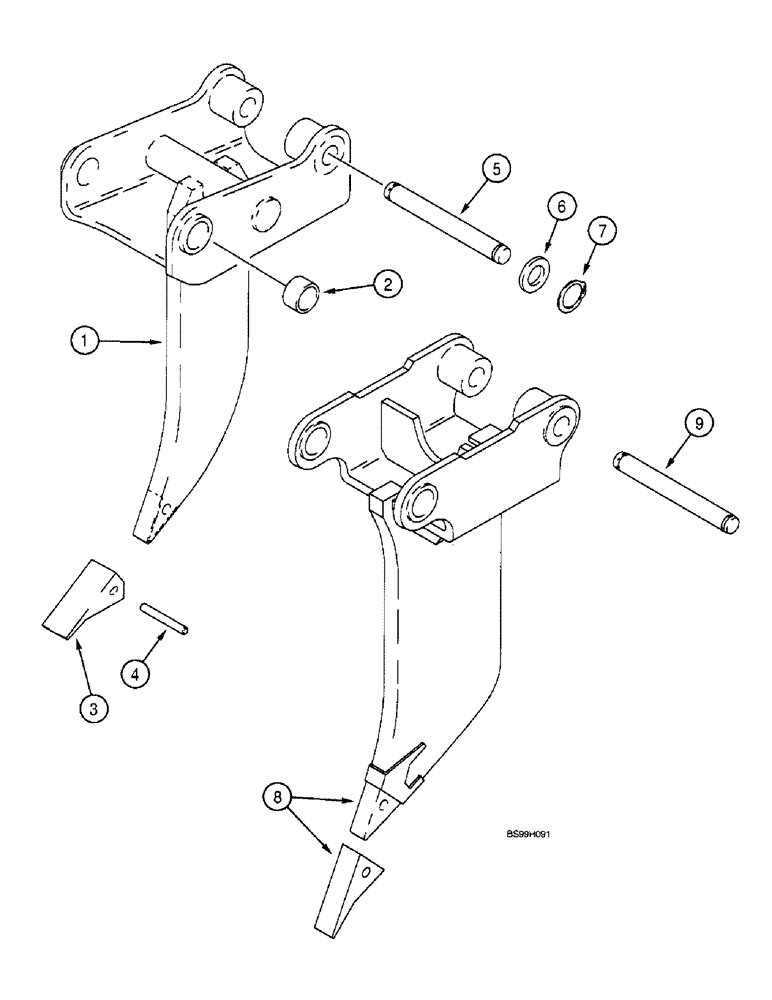 Схема запчастей Case 590SL - (9-52) - FROST POINT ASSEMBLY (09) - CHASSIS/ATTACHMENTS