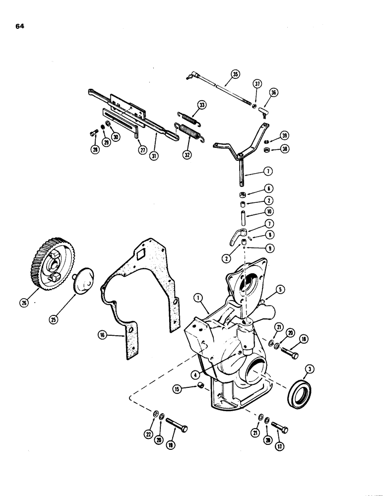 Схема запчастей Case 480B - (064) - TIMING GEAR COVER AND GOVERNOR, (148B) SPARK IGNITION ENGINE 