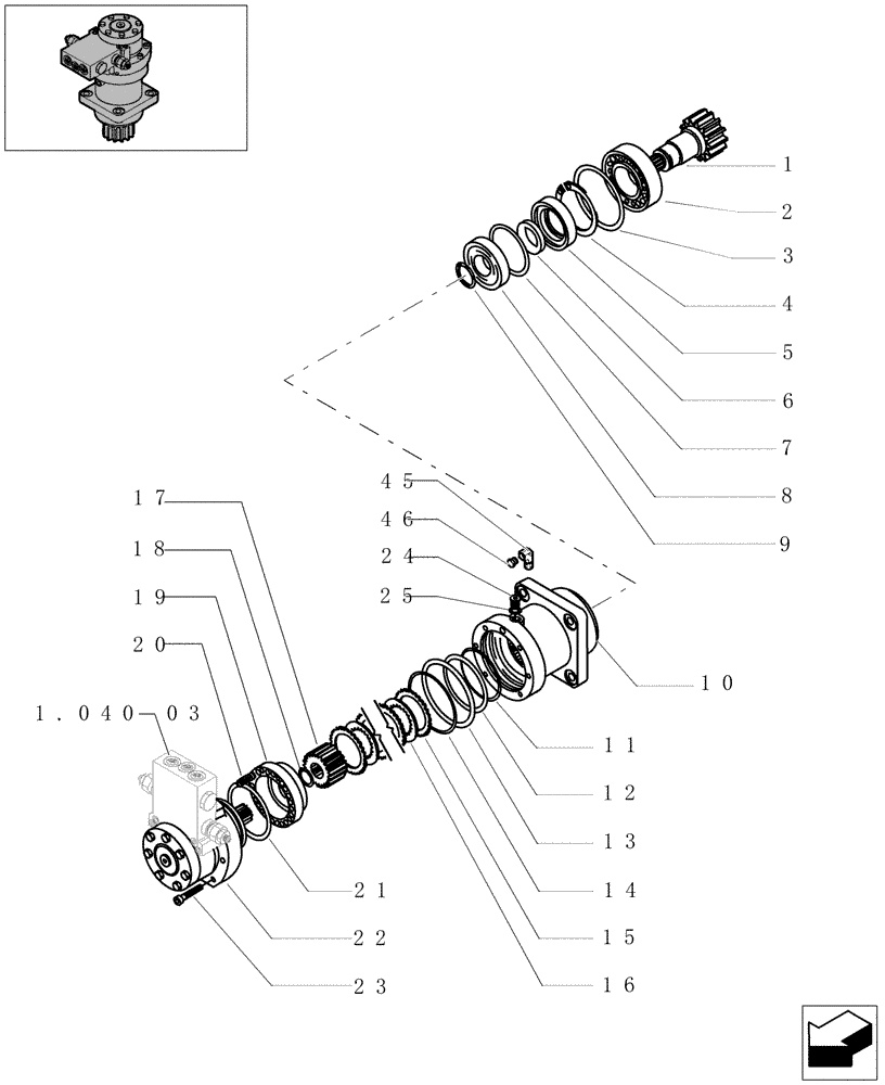 Схема запчастей Case CX16B - (1.040[02]) - SLEW MOTOR - COMPONENTS (35) - HYDRAULIC SYSTEMS