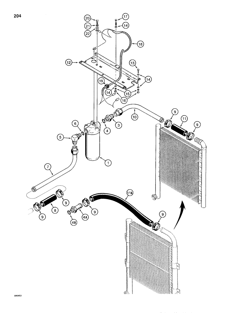 Схема запчастей Case 680H - (204) - EQUIPMENT HYDRAULIC CIRCUIT, FILTER TO OIL COOLER (08) - HYDRAULICS