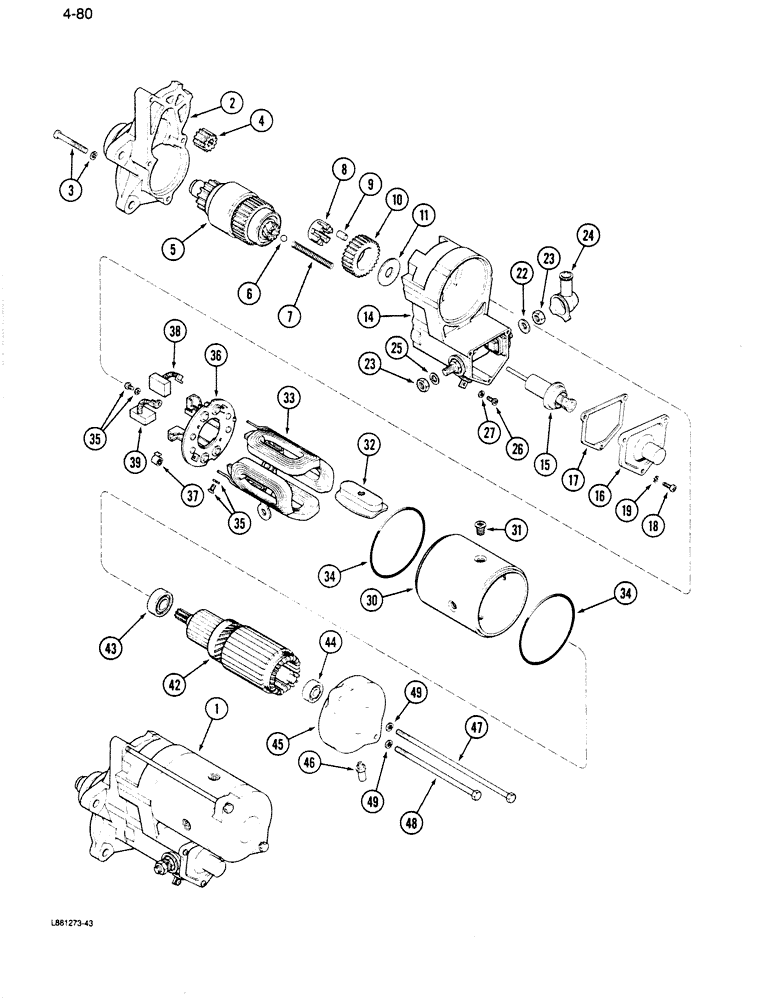 Схема запчастей Case 680K - (4-080) - STARTER (04) - ELECTRICAL SYSTEMS