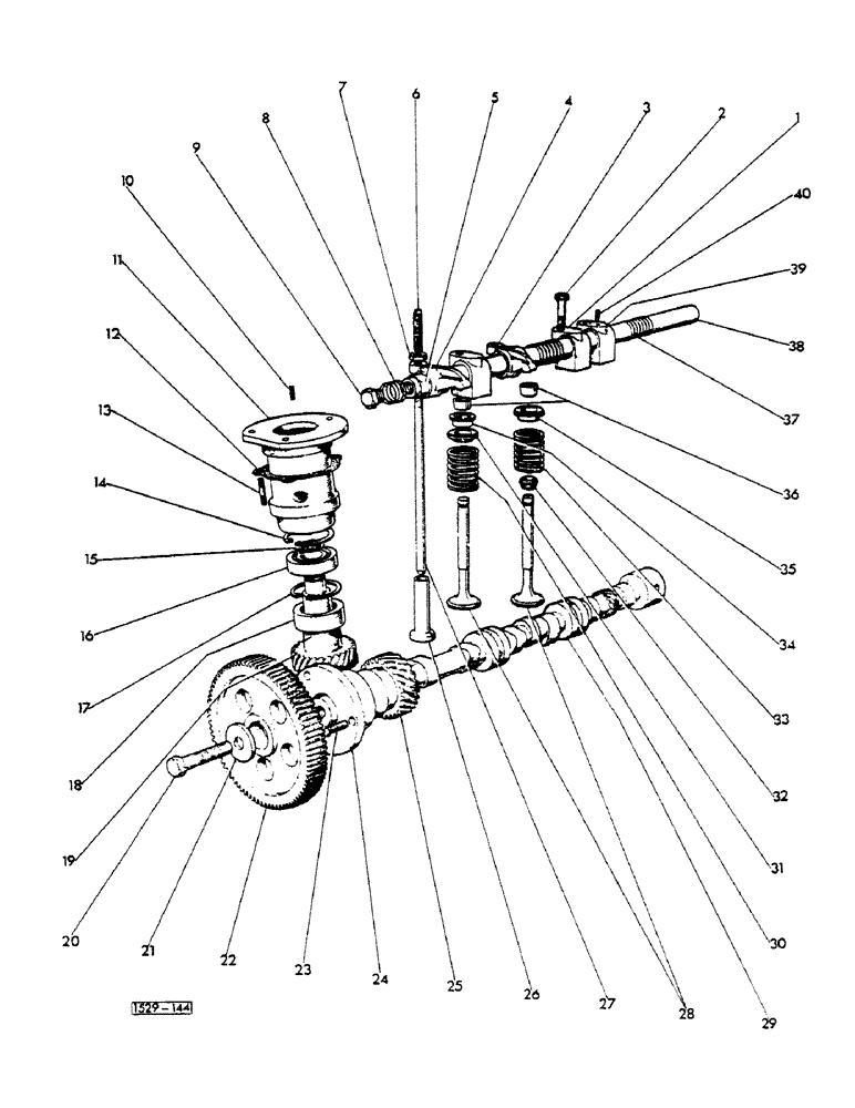 Схема запчастей Case 1529 - (048) - VALVE MECHANISM AND CAMSHAFT (10) - ENGINE