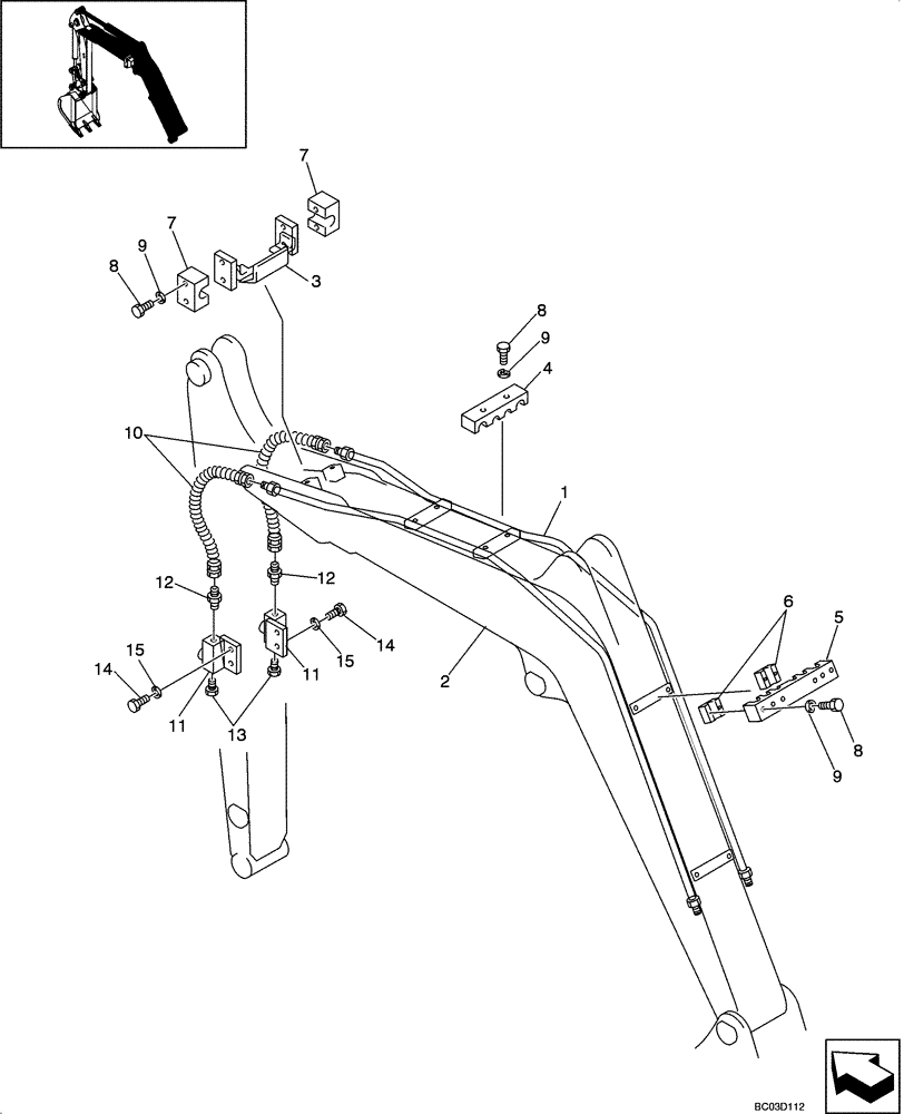 Схема запчастей Case CX31 - (08-18[00]) - HYDRAULIC LINES - BOOM (NIBBLER & BREAKER CX31 ASN PW10 - 22001) (08) - HYDRAULICS