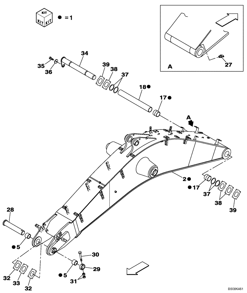 Схема запчастей Case CX800B - (09-51) - BOOM - SHORT (7.25 M) (09) - CHASSIS