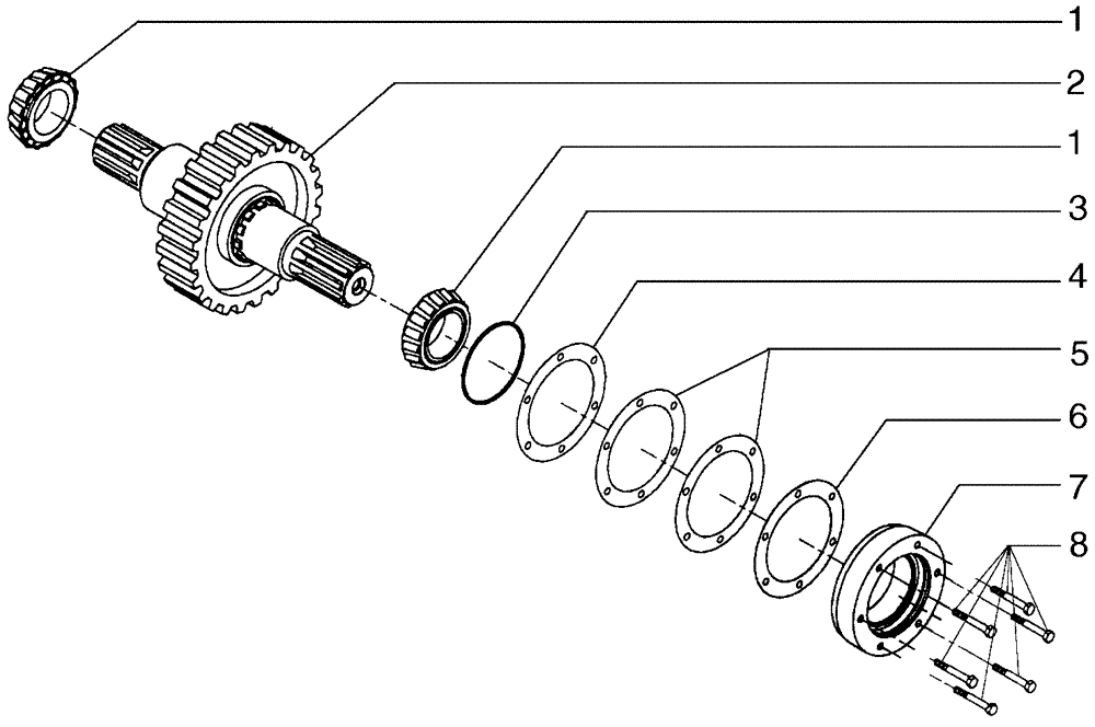 Схема запчастей Case 885B - (06-03[10]) - TRANSMISSION, OUTPUT SHAFT (06) - POWER TRAIN