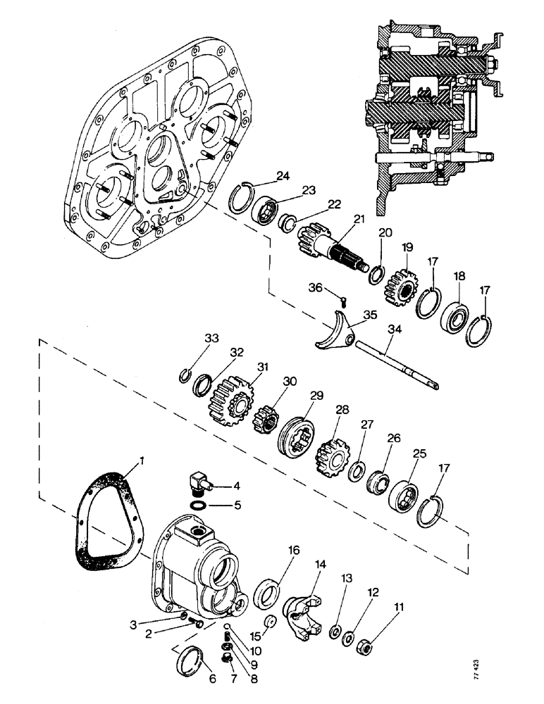 Схема запчастей Case 850 - (B05-1) - MECHANICAL RANGE SHIFT (03) - TRANSMISSION