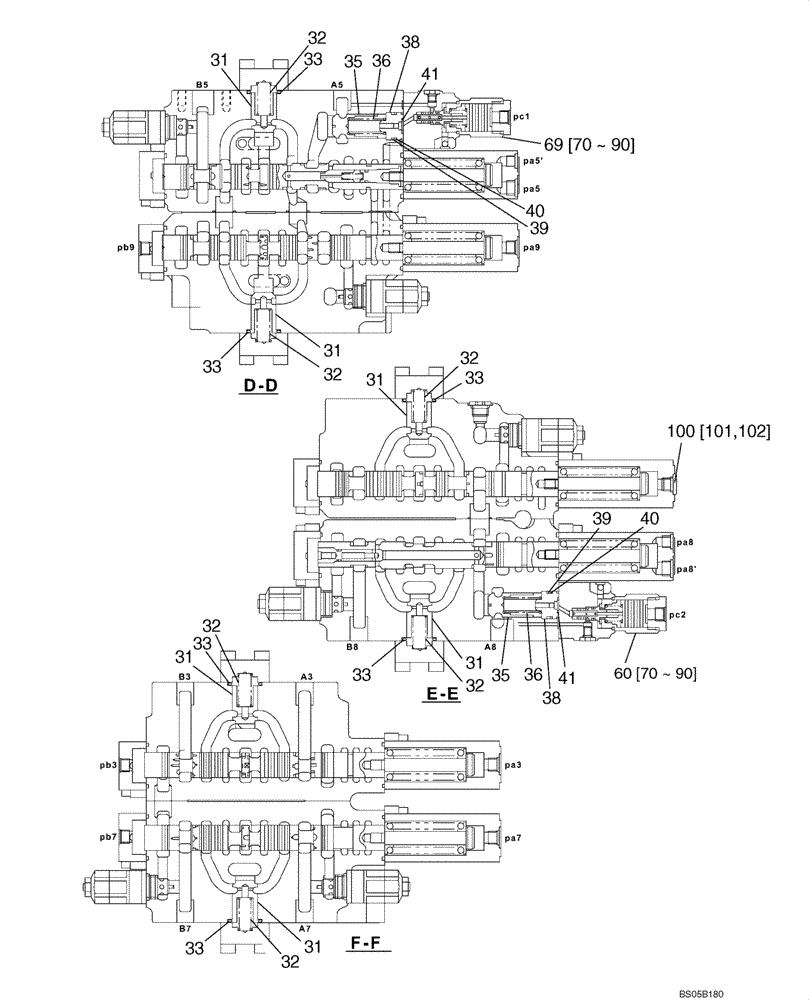 Схема запчастей Case CX225SR - (08-60) - VALVE ASSY, CONTROL (08) - HYDRAULICS