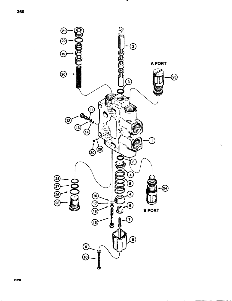 Схема запчастей Case 780B - (260) - BACKHOE CONTROL VALVE, BOOM AND BUCKET SECTIONS (08) - HYDRAULICS