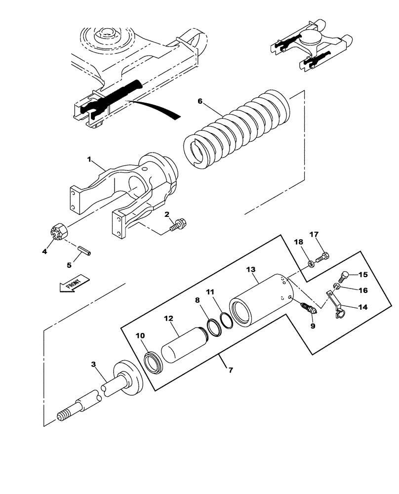 Схема запчастей Case CX470C - (05-005-00[01]) - TENSION DAMPER (04) - UNDERCARRIAGE