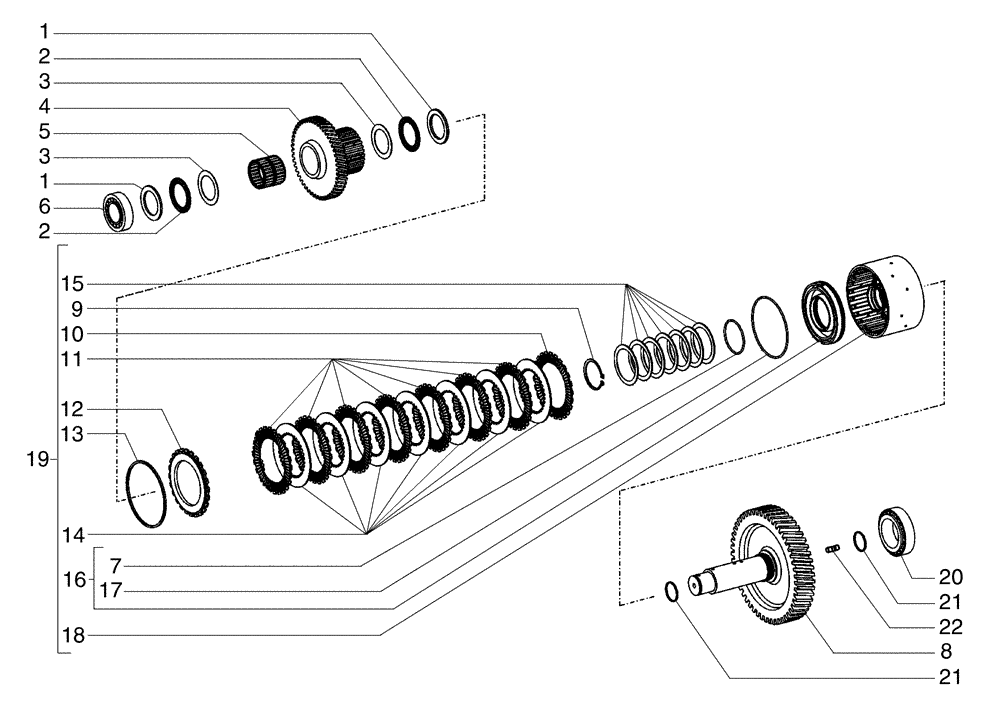 Схема запчастей Case 885B - (06-01[06A]) - TRANSMISSION, 3ST SHAFT - (TORQUE CONVERTER) (06) - POWER TRAIN