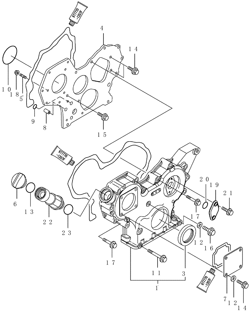 Схема запчастей Case CX50B - (4TNV88-BXYB-4[1]) - GEAR HOUSING (10) - ENGINE