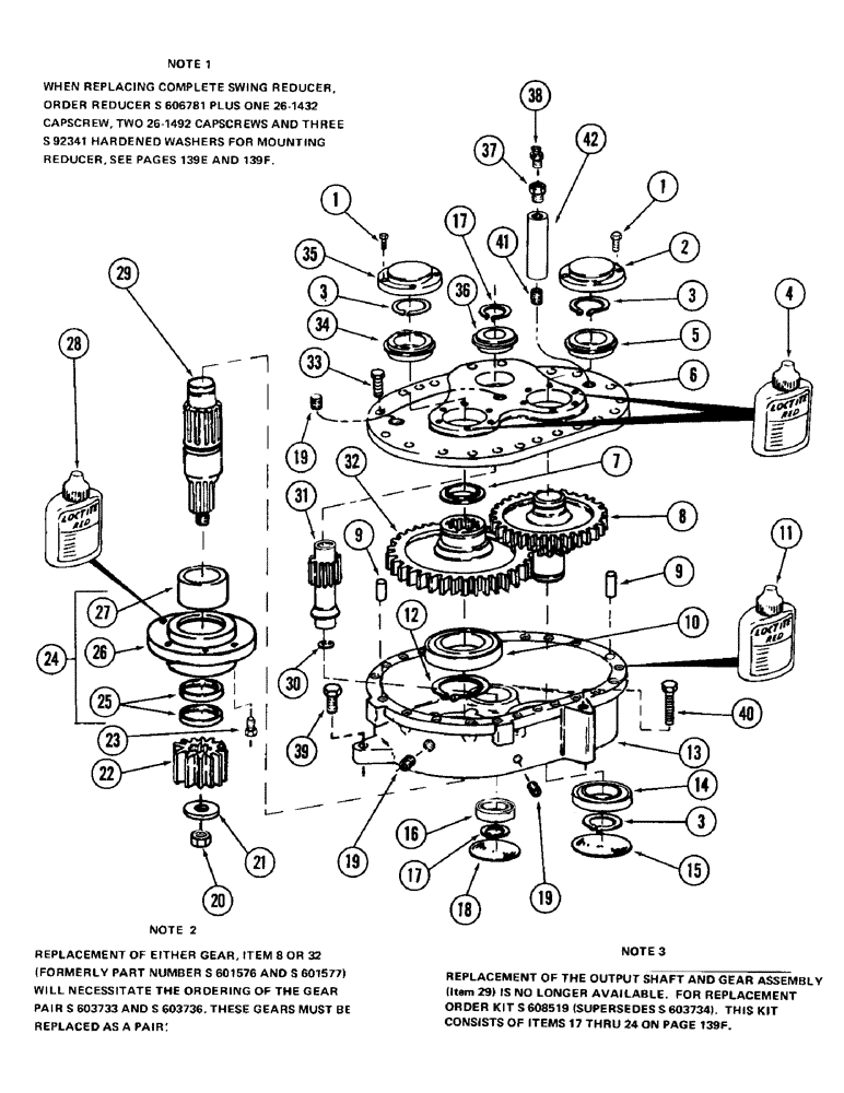 Схема запчастей Case 980 - (138) - SWING REDUCER, USED WITH SERIAL NUMBER 6203000 THRU 6203190 (07) - HYDRAULIC SYSTEM