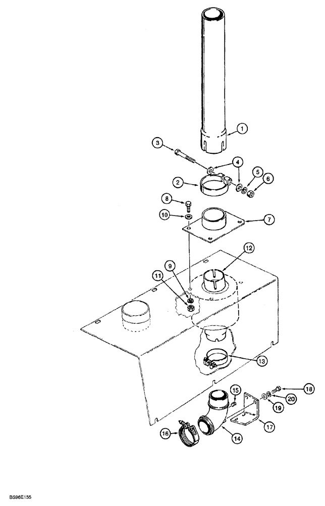 Схема запчастей Case 850G - (2-20) - MUFFLER MOUNTING AND EXHAUST PARTS (01) - ENGINE