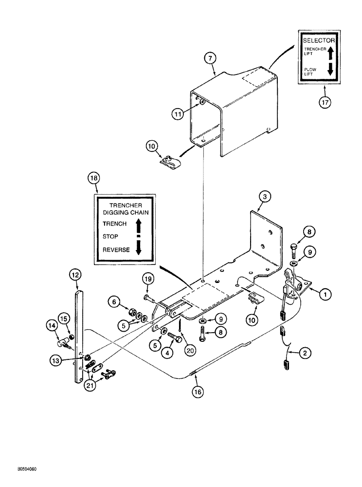 Схема запчастей Case MAXI-SNEAKER - (04-016) - TRENCHER NEUTRAL START SWITCH, HARNESS, MOUNTING AND CONTROLS, P.I.N. JAF0166909 AND AFTER (04) - ELECTRICAL SYSTEMS