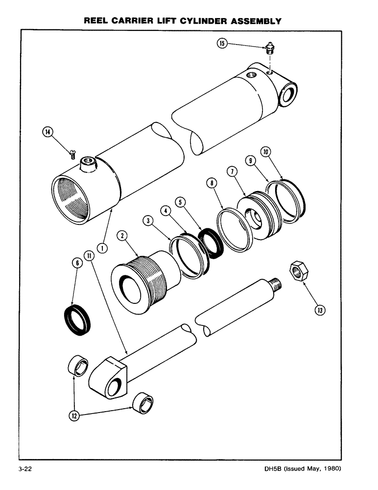 Схема запчастей Case DH5 - (3-22) - REEL CARRIER LIFT CYLINDER ASSEMBLY (35) - HYDRAULIC SYSTEMS