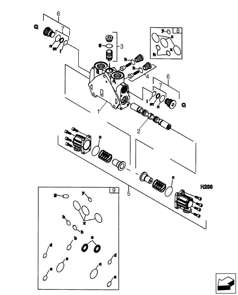 Схема запчастей Case 580SM - (35.150.11[01]) - VALVE SECTION - EXTENDABLE DIPPER (WITH PILOT CONTROLS) (580SM+) (35) - HYDRAULIC SYSTEMS