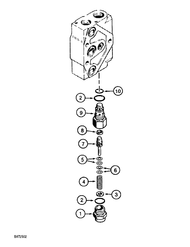 Схема запчастей Case 860 - (8-050) - BACKHOE CONTROL VALVE ASSEMBLY - H672270 (KONTAK) - CIRCUIT RELIEF VALVE ASSEMBLIES (08) - HYDRAULICS