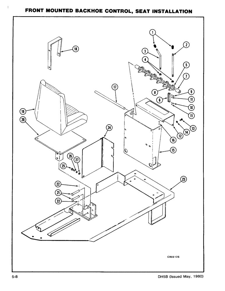 Схема запчастей Case DH5 - (5-08) - FRONT MOUNTED BACKHOE CONTROL, SEAT INSTALLATION (84) - BOOMS, DIPPERS & BUCKETS