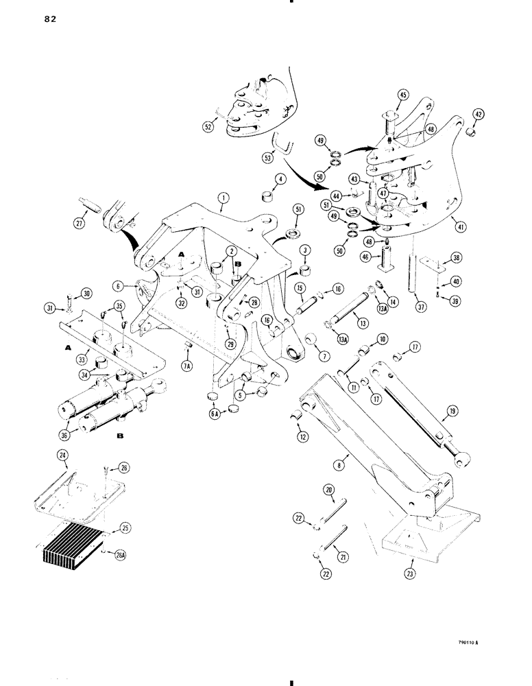 Схема запчастей Case 35 - (082) - MOUNTING FRAME AND STABILIZERS 