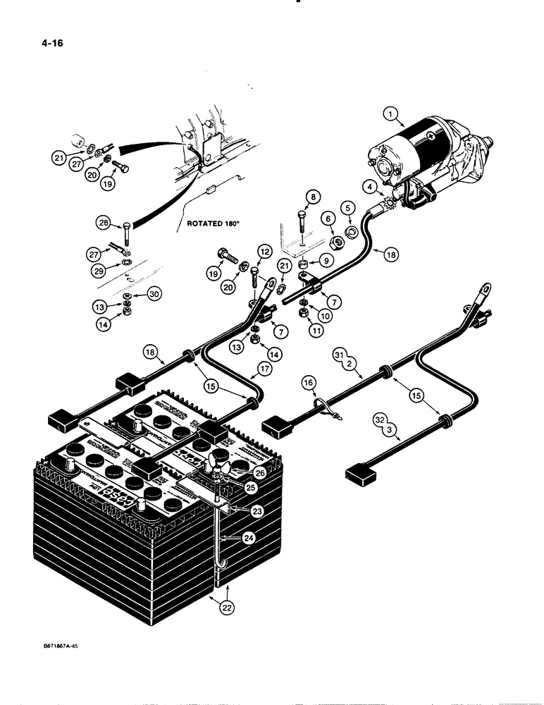 Схема запчастей Case W11B - (4-016) - ELECTRICAL SYSTEM, BATTERY AND CABLES, ENGINE BLOCK TO CHASSIS GROUND, P.I.N. 9158252 AND AFTER (04) - ELECTRICAL SYSTEMS