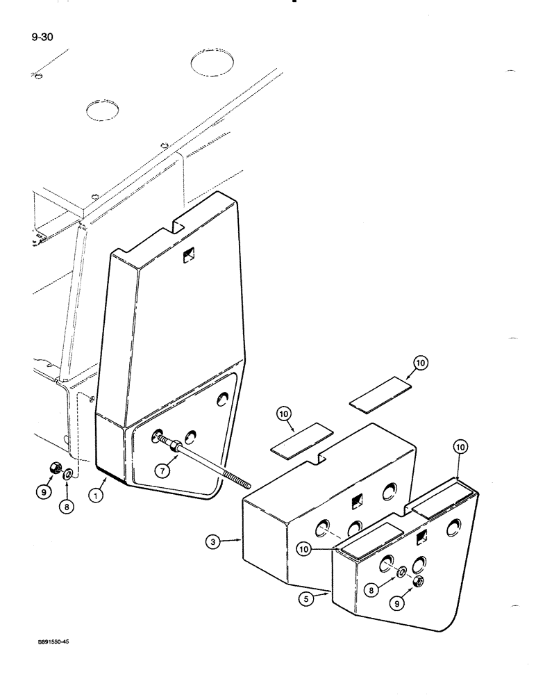 Схема запчастей Case 821 - (9-030) - COUNTERWEIGHTS, 5400 POUND TOTAL WEIGHT (09) - CHASSIS/ATTACHMENTS