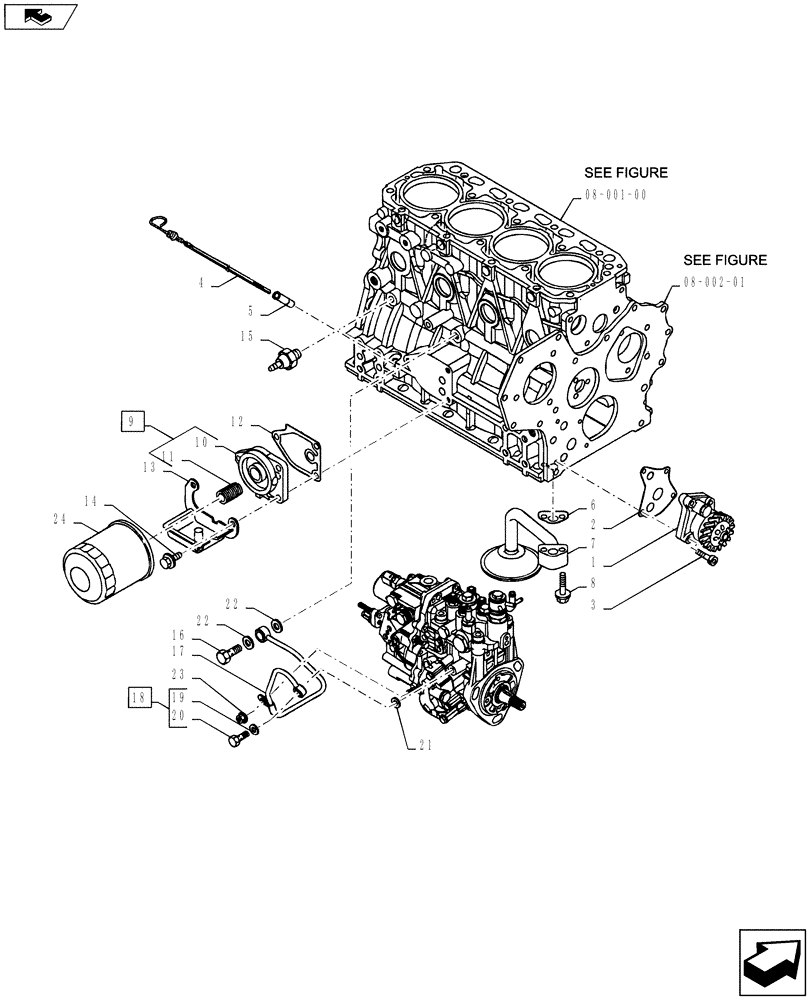 Схема запчастей Case CX55BMSR - (08-009[00]) - LUB.OIL SYSTEM (10) - ENGINE