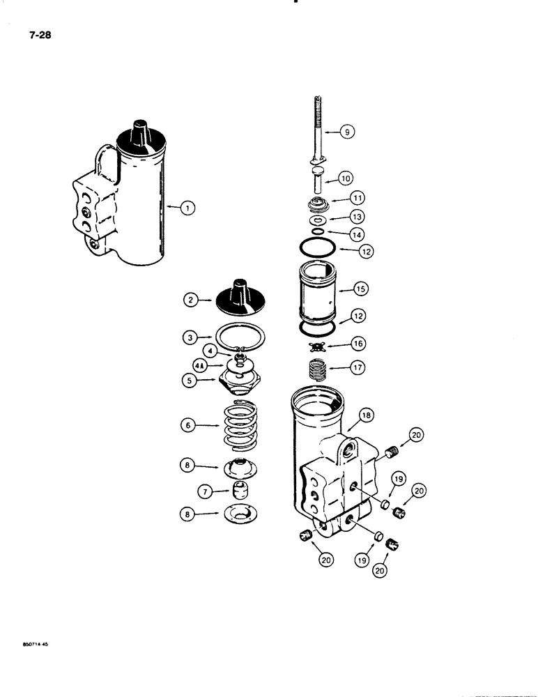 Схема запчастей Case W20C - (7-28) - AIR COMPRESSOR GOVERNOR (07) - BRAKES