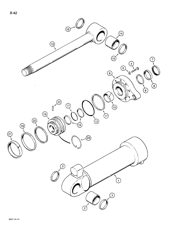 Схема запчастей Case 621 - (8-42) - BUCKET CYLINDER, 1343552C2 (08) - HYDRAULICS