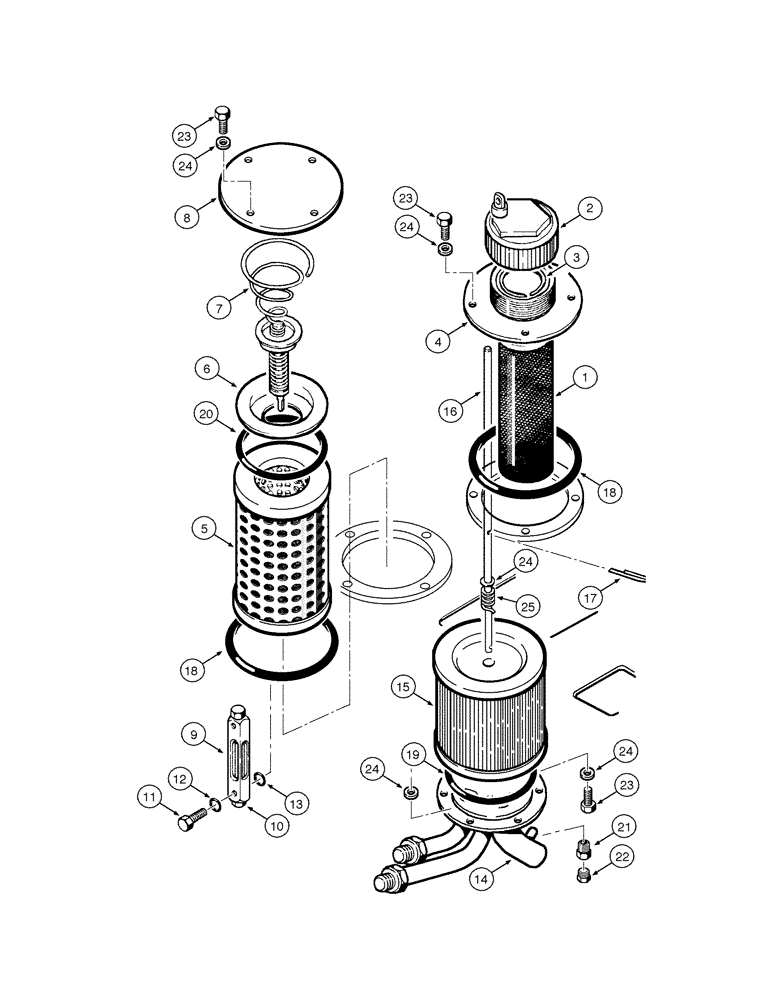 Схема запчастей Case 845 - (08-004[01]) - HYDRAULIC OIL RESERVOIR - FILTER (08) - HYDRAULICS