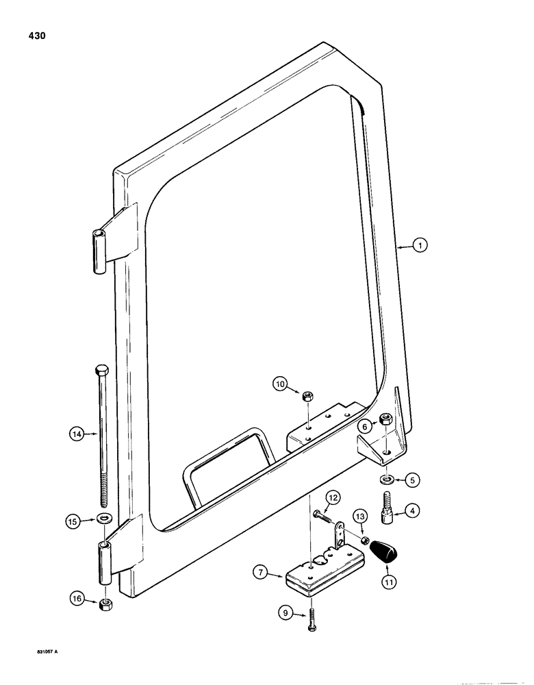 Схема запчастей Case 1150D - (430) - CAB DOOR WINDOW (09) - CHASSIS/ATTACHMENTS