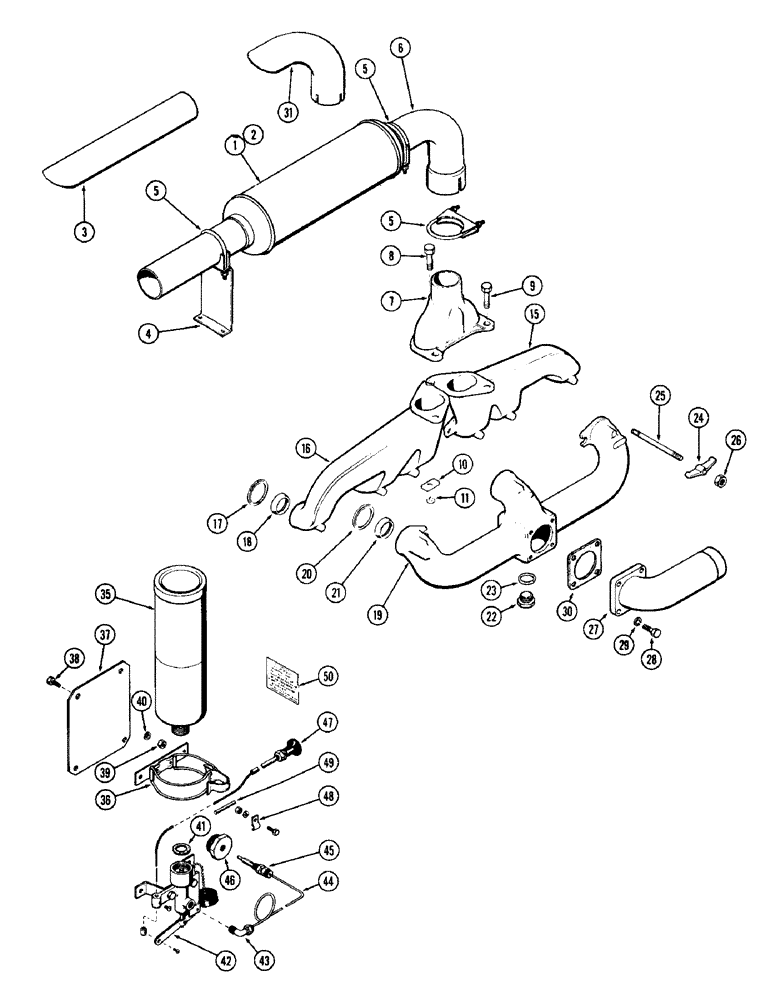 Схема запчастей Case W9C - (008) - MANIFOLDS AND MUFFLER, (401) DIESEL ENGINE (02) - ENGINE