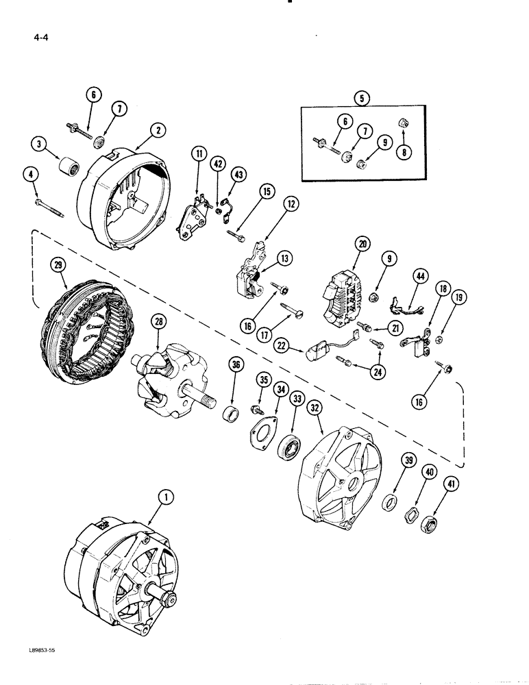 Схема запчастей Case W30 - (4-04) - ALTERNATOR, 40 AMPERE - 24 VOLT (04) - ELECTRICAL SYSTEMS