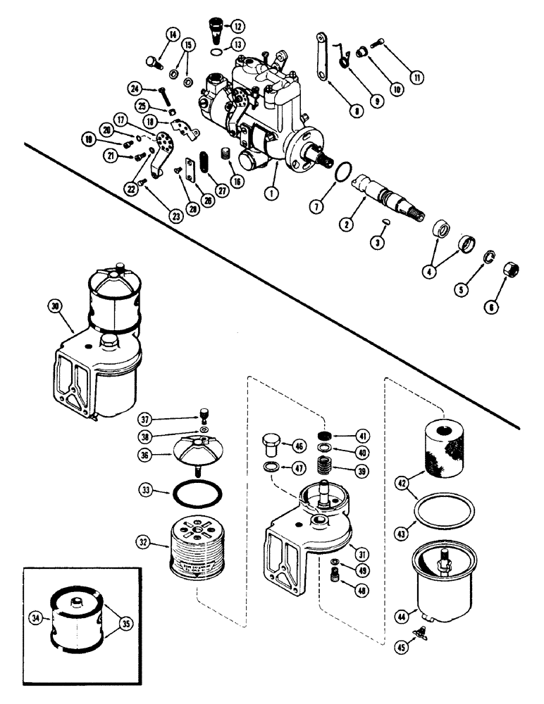 Схема запчастей Case 310G - (028) - INJECTION PUMP, (188) DIESEL ENGINE (02) - FUEL SYSTEM