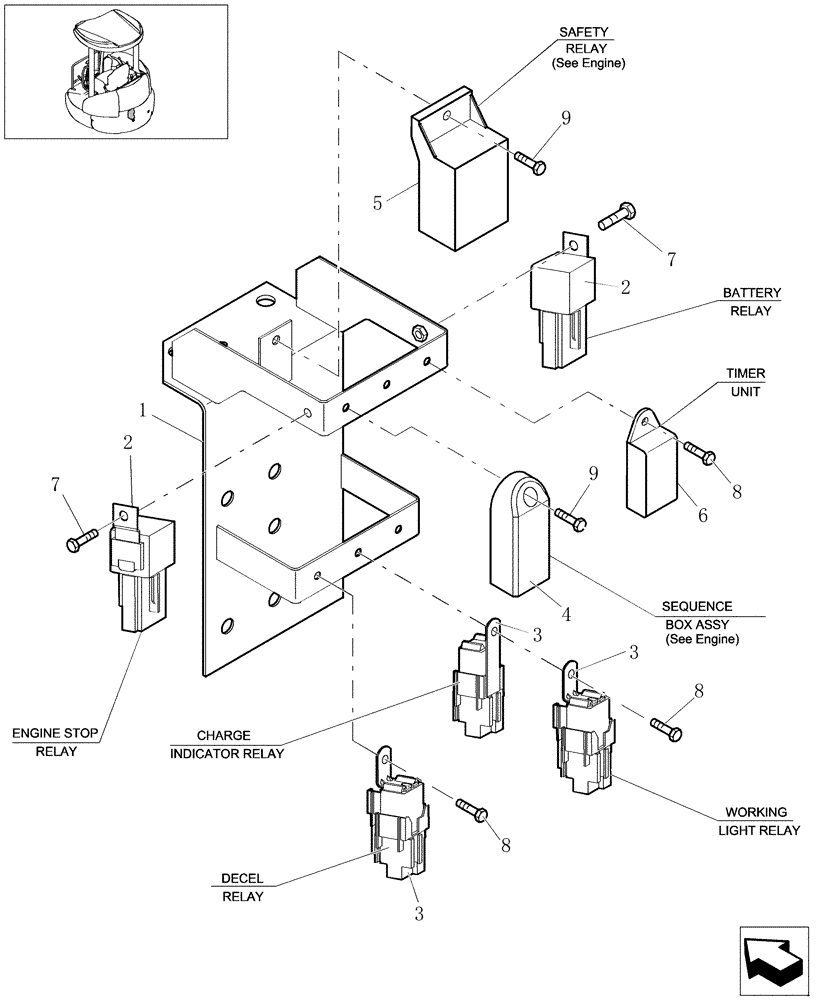 Схема запчастей Case CX22B - (1.220C[01]) - RELAY ASSY - COMPONENTS (55) - ELECTRICAL SYSTEMS