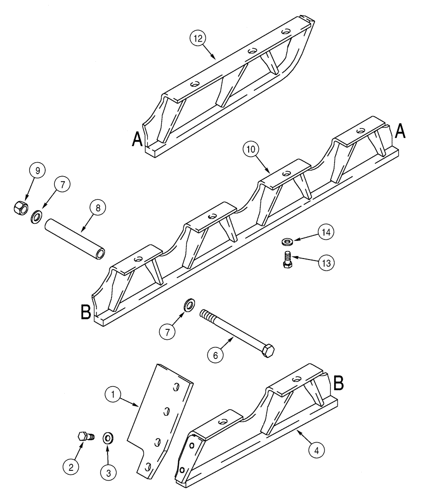 Схема запчастей Case 650H - (05-07) - TRACK GUARDS (11) - TRACKS/STEERING