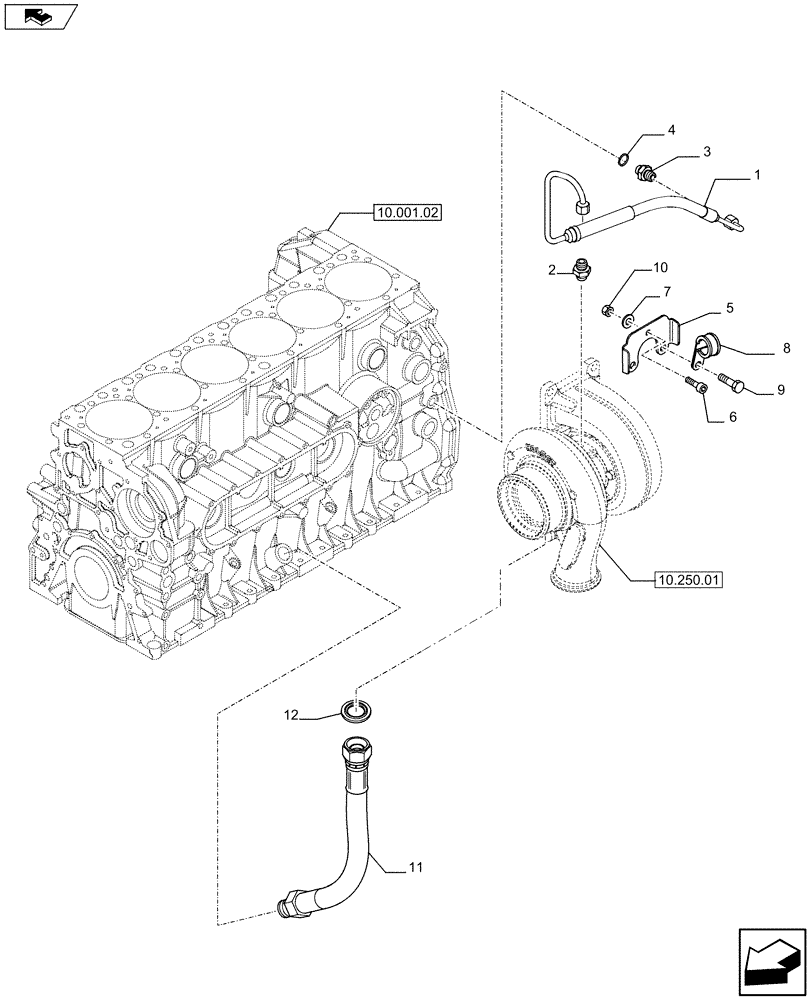 Схема запчастей Case F2CE9684E E017 - (10.250.03) - TURBOBLOWER PIPES (504135380 - 99487300) (01) - ENGINE