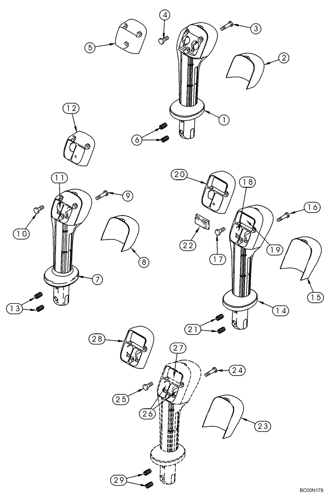 Схема запчастей Case 75XT - (04-17) - CONTROLS, RIGHT HAND - HANDLE (04) - ELECTRICAL SYSTEMS