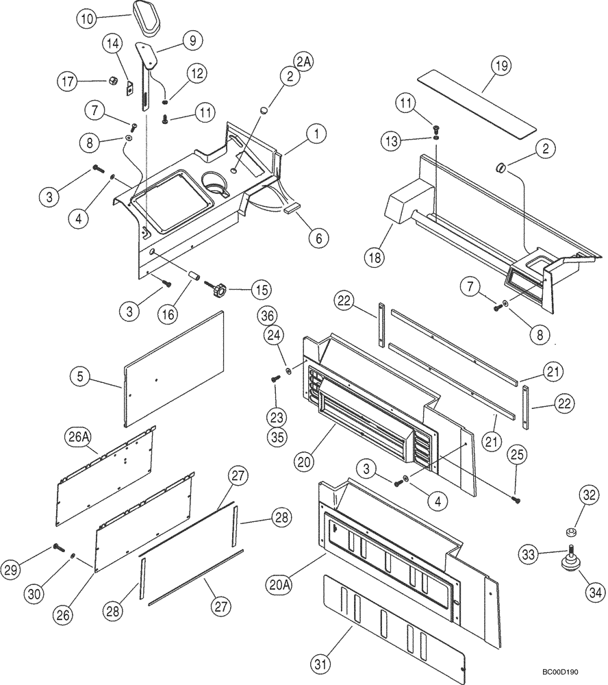 Схема запчастей Case 621C - (09-044) - COVERS CONSOLE AND WRIST SUPPORT, CAB MODELS (09) - CHASSIS