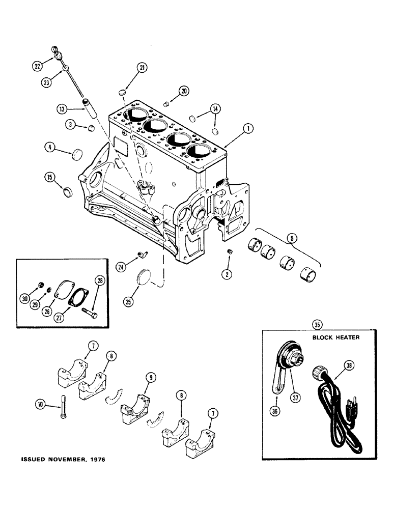 Схема запчастей Case 400C - (026) - CYLINDER BLOCK ASSEMBLY, (336B) DIESEL ENGINE (02) - ENGINE