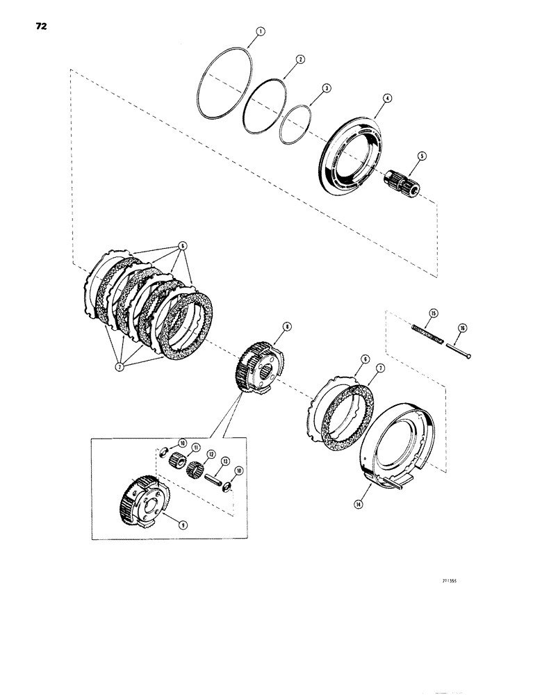 Схема запчастей Case W14 - (072) - L50106 AND L55662 TRANSMISSIONS, REVERSE CLUTCH AND PLANETARY (06) - POWER TRAIN