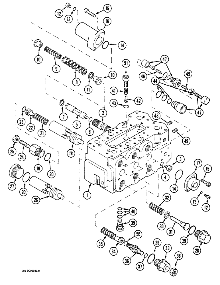 Схема запчастей Case 1088 - (8C-12) - ATTACHMENT CONTROL VALVE (08) - HYDRAULICS