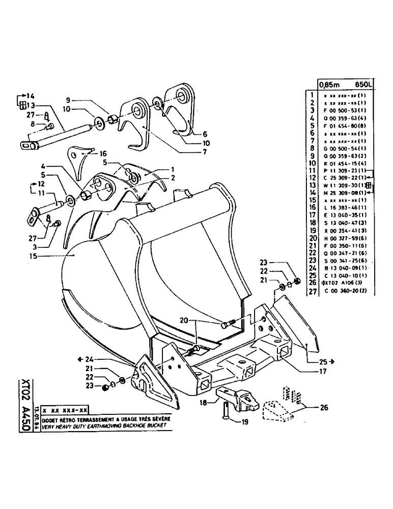 Схема запчастей Case 160CL - (338) - VERY HEAVY DUTY EARTHMOVING BACKHOE BUCKET (18) - ATTACHMENT ACCESSORIES